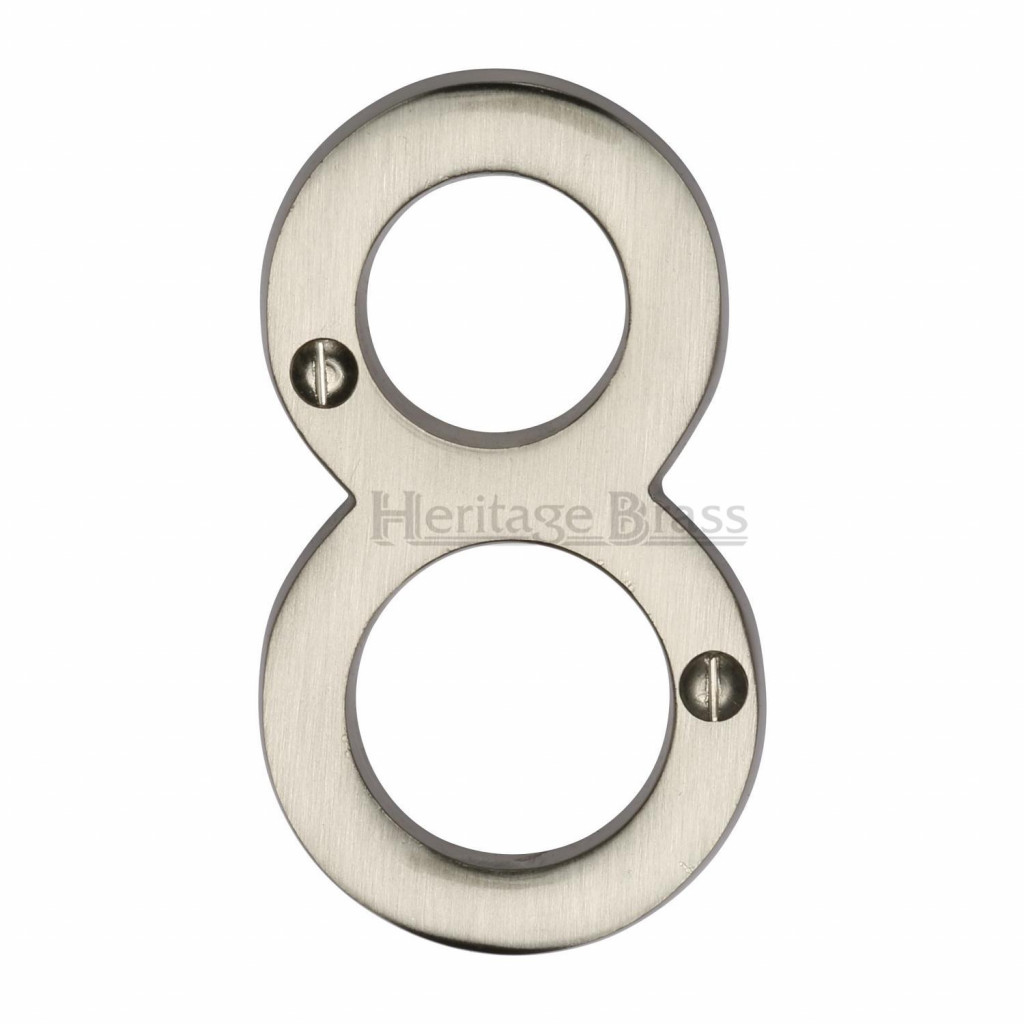 M Marcus Heritage Brass Numeral 8 - Face Fix 76mm Traditional font